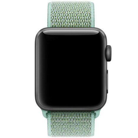 Curea iUni compatibila cu Apple Watch 1/2/3/4/5/6/7, 42mm, Nylon Sport, Woven Strap, Soft Green